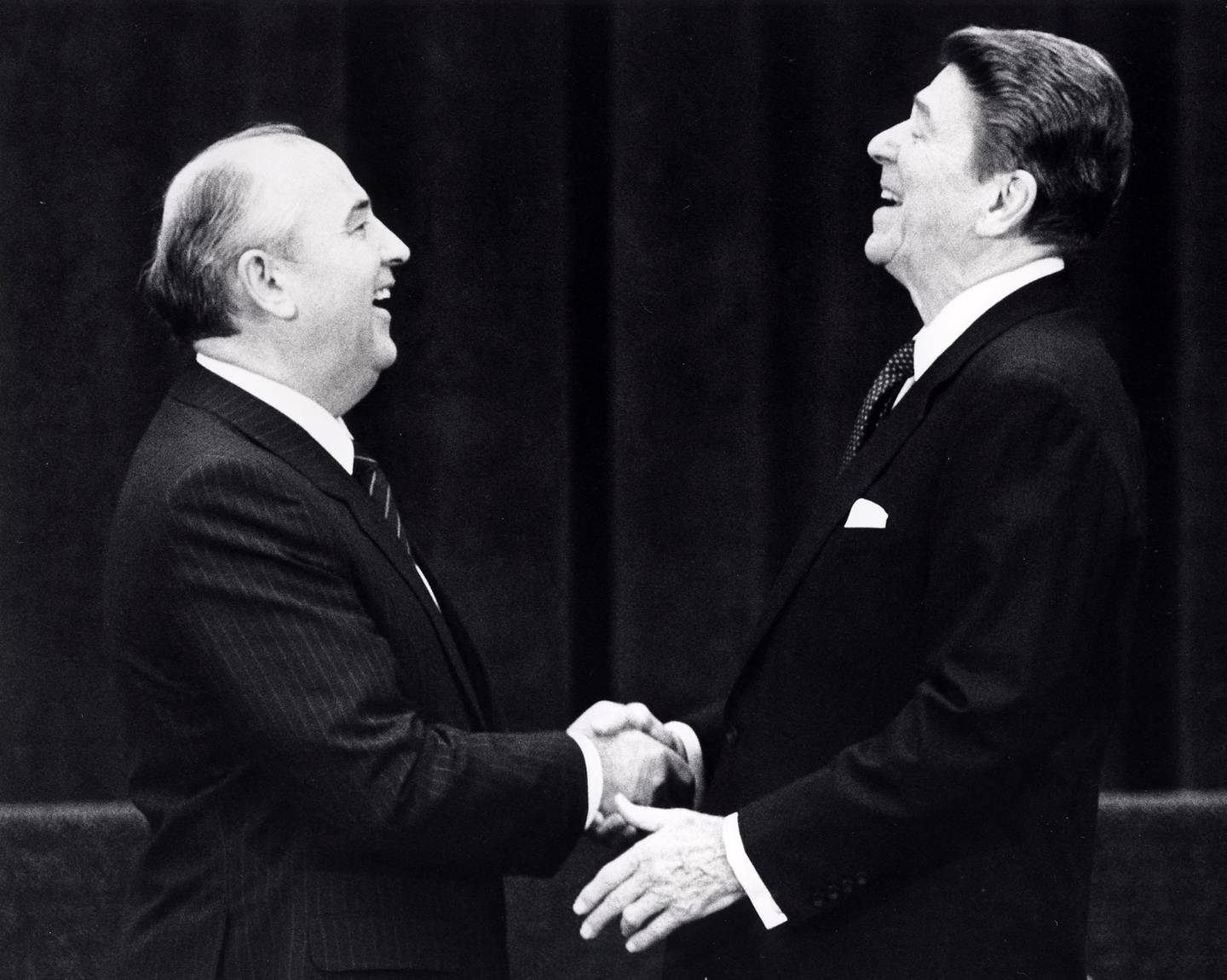 Former US President Ronald Reagan at his first meeting with former Soviet leader Mikhail Gorbachev in Geneva, Switzerland, in 1985. Reuters
