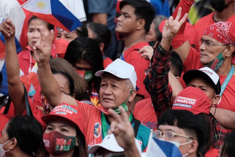 Supporters attend the inauguration. Mr Marcos Jr was sworn in as president amid protests over his namesake father's rule. Bloomberg