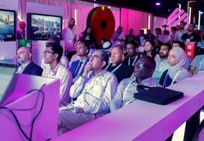 Dubai, April 30, 2019.  Ai Everything show at the Dubai World Trade Centre.--  The GOOGLE lecture area was very popular with the Ai visitors.Victor Besa/The NationalSection:  NAReporter:  P. Ryan and A. Sharma
