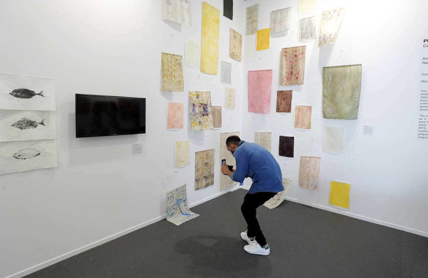 Dubai, United Arab Emirates - Reporter: Alexandra Chaves. Arts and Lifestyle. Fleeting Stains by Nahla Tabbaa. Art Dubai 2021 opens at the DIFC. Tuesday, March 30th, 2021. Dubai. Chris Whiteoak / The National