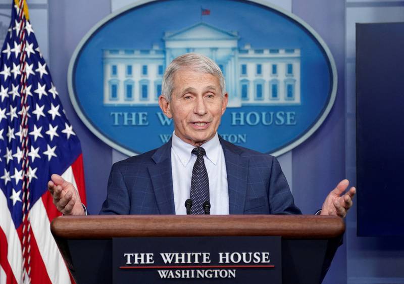 Dr Anthony Fauci speaks at the White House about the Omicron coronavirus variant. Reuters