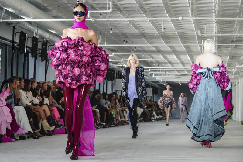 Fashion from the Prabal Gurung Spring Summer 2023 collection is modeled during Fashion Week, Saturday Sept.  10, 2022 in New York.  (AP Photo / Bebeto Matthews)