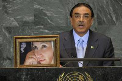 The government of the Pakistani president, Asif Ali Zardari, has been accused of dragging its feet in bringing his wife's killers to justice.