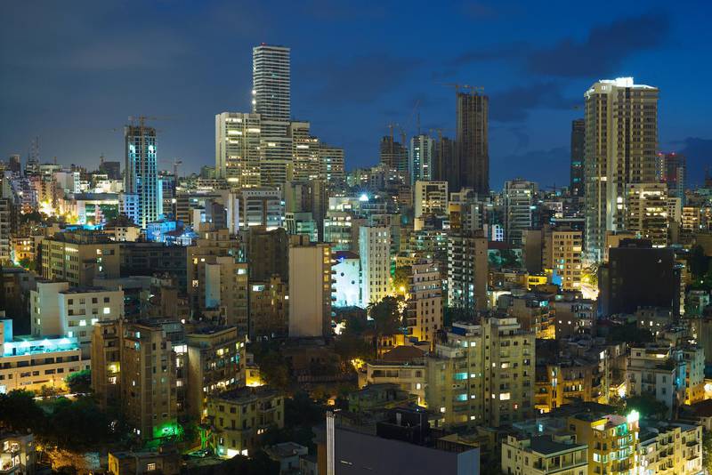 Overlooking the west of Beirut in the night.