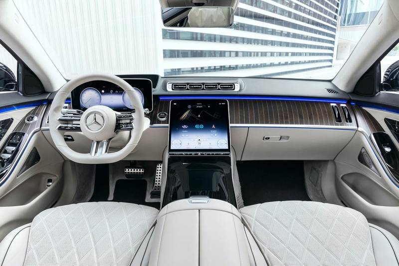 Mercedes-Benz S-Klasse, 2020, Outdoor, Interieur: Leder Nappa macchiatobeige/magmagrau // Mercedes-Benz S-Class, 2020, outdoor, interior: leather nappa macchiato beige/magma grey