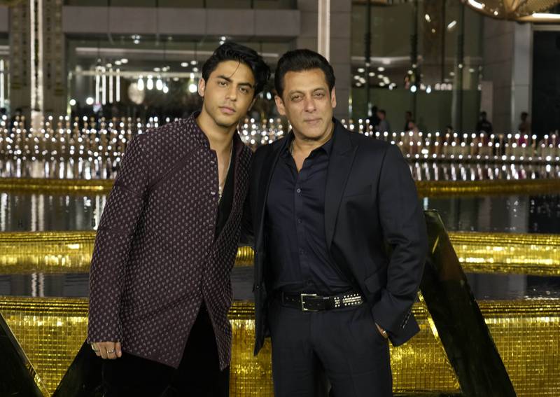 Bollywood actor Salman Khan with Aryan Khan. AP