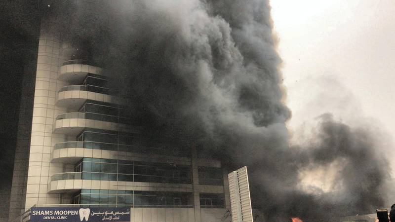 The fire was caused by an electrical short circuit that set furniture stored on a balcony alight. The fire spread from the balcony on the first floor and up the sides of the building's cladding. Courtesy: Lubna Nassor