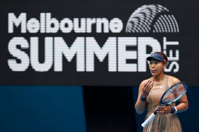 Naomi Osaka during her match against Alize Cornet at the Melbourne Summer Set. Getty Images
