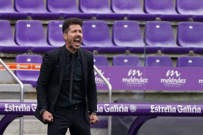 Atletico Madrid's coach Diego Simeone reacts during the match against Real Valladolid. AFP