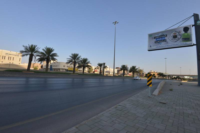 An empty main road in the Saudi capital Riyadh, early on the first day of Eid. AFP