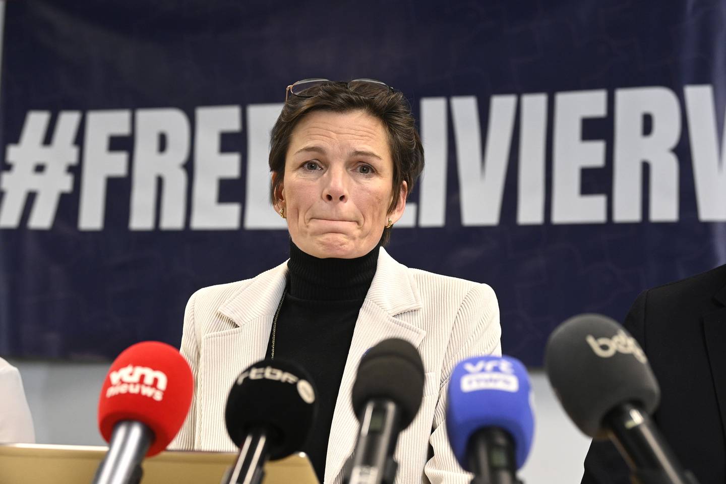 Nathalie Vandecasteele sobbed as she gave Belgian MPs details of her brother’s plight. Photonews via Getty Images