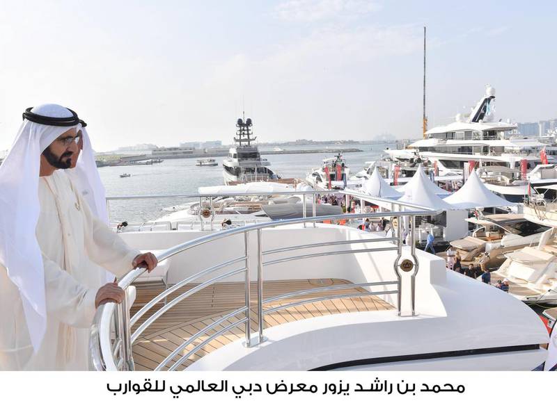 Sheikh Mohammed bin Rashid, Vice President and Ruler of Dubai, on Friday visited the Dubai International Boat Show. Wam