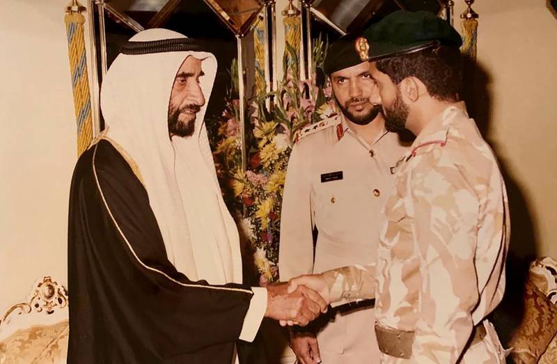 The Late President, Sheikh Zayed, with now retired Maj Gen Helal Al Shehhi. Courtesy: Helal Al Shehhi