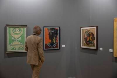 Aicon Gallery's booth features a solo presentation of works by Indian modernist KS Kulkarni.