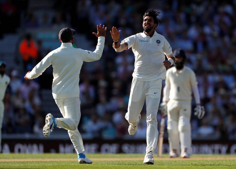 Cricket - England v India - Fifth Test - Kia Oval, London, Britain - September 7, 2018   India's Ishant Sharma celebrates the wicket of England's Jonny Bairstow   Action Images via Reuters/Paul Childs