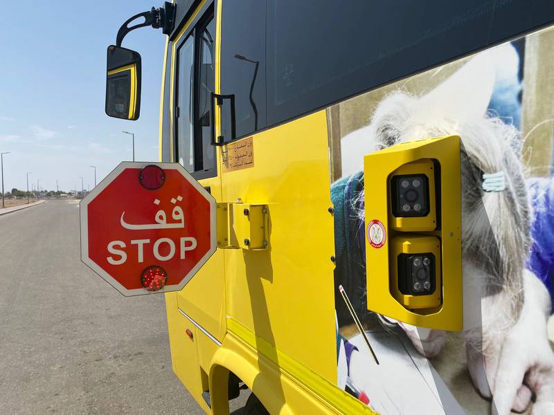 Police have warned of the dangers of flouting traffic rules by overtaking stationary school buses. Photo: Abu Dhabi Police