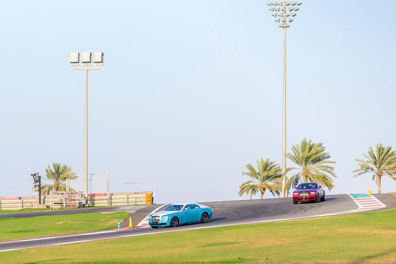 Two cars head into the corkscrew. Courtesy Abu Dhabi Motors