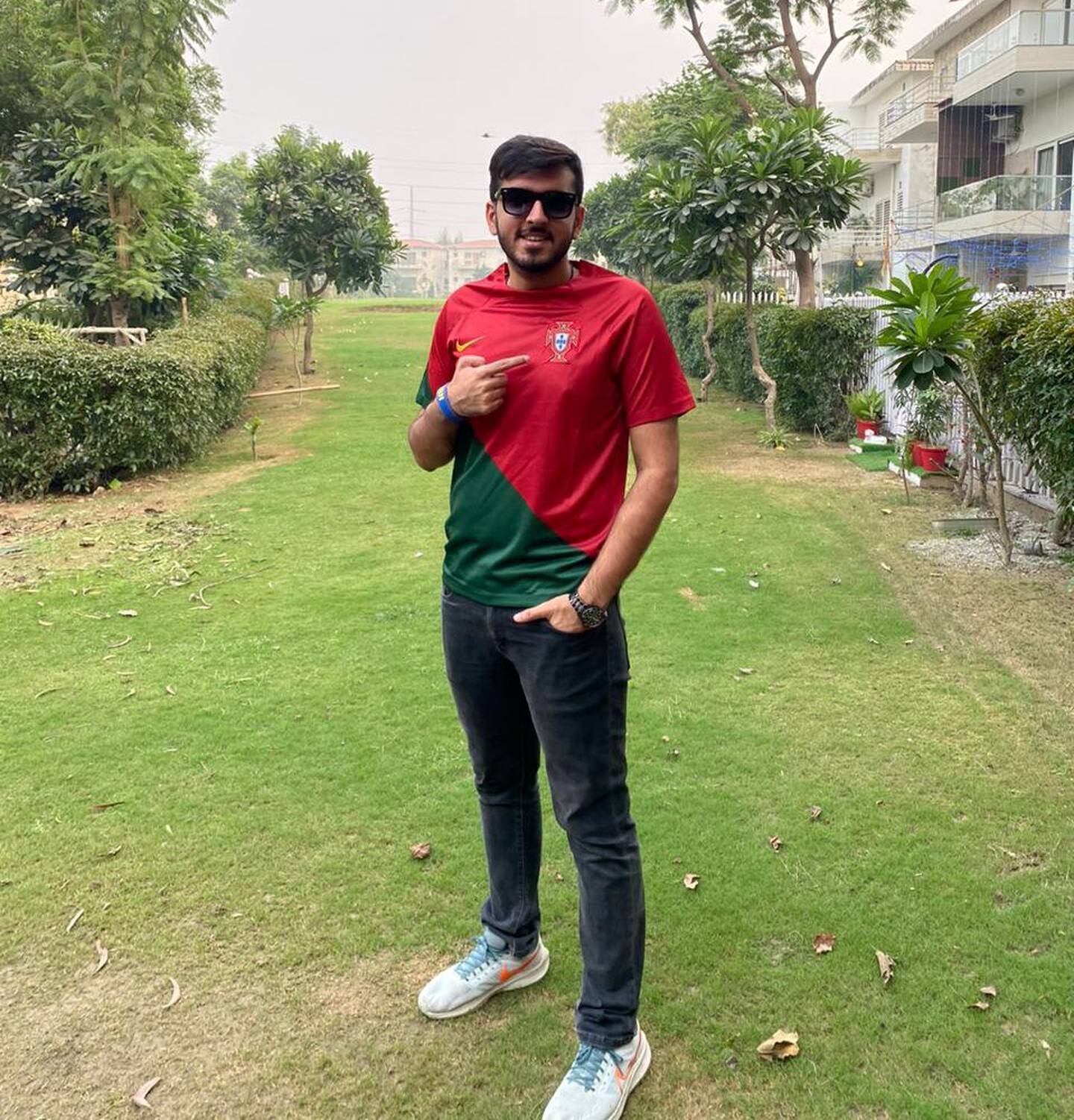 Software engineer Kunal Sharma from New Delhi has saved up for months to splash out on a trip to Doha to watch his hero Cristiano Ronaldo play. Image: Kunal Sharma