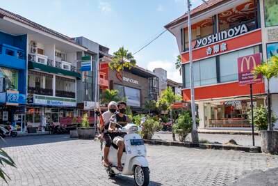 An all but empty street in a tourist area of Kuta in Bali, Indonesia, where the government plans to welcome tourists from some countries in October. EPA