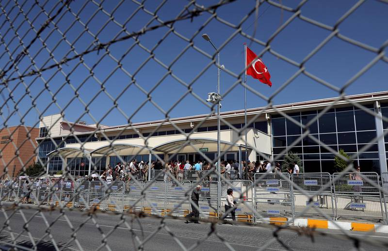 FILE PHOTO: Friends and supporters of the defendants line up to enter the courtroom at the Silivri Prison and Courthouse complex in Silivri near Istanbul, Turkey, June 24, 2019. REUTERS/Huseyin Aldemir/File Photo