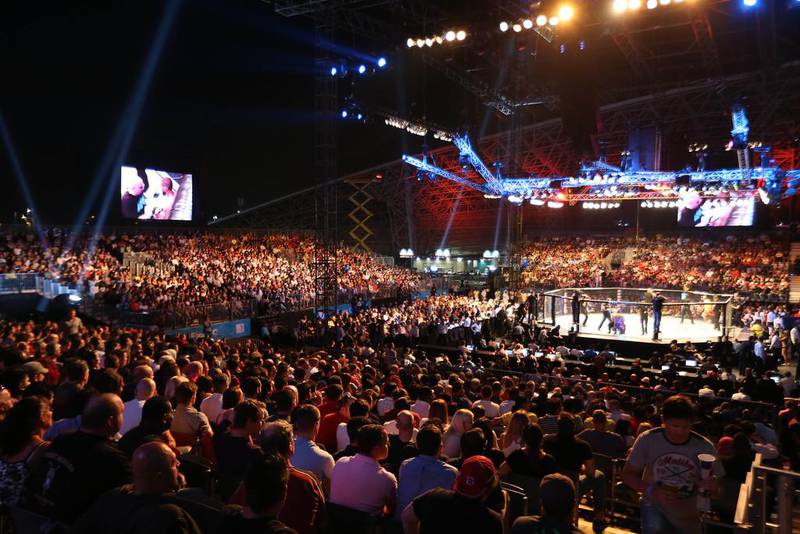 The crowd watching UFC Fight Night 39 on Friday night at Du Arena. Pawan Singh / The National / April 11, 2014
