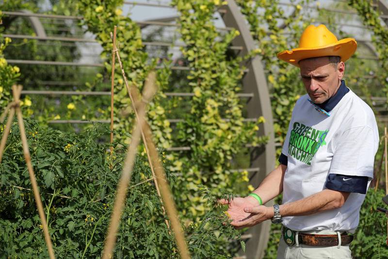 Dubai, United Arab Emirates - March 8th, 2018: Stephen Ritz, American science teacher and founder of the green Bronx machine, a classroom concept that teaches children how to grow food and the benefits of good nutrition. Thursday, March 8th, 2018 at Sustainable City, Dubai. Chris Whiteoak / The National