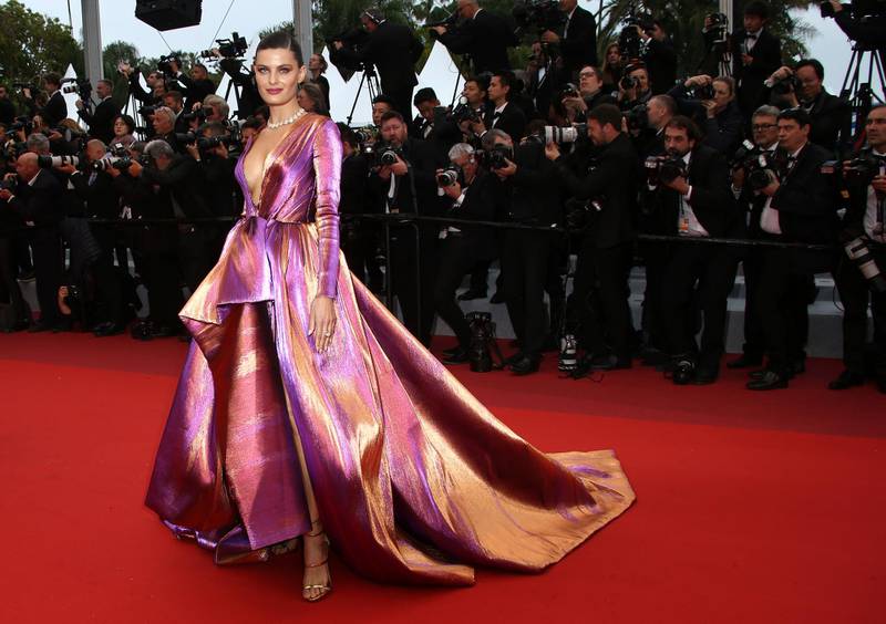 Isabeli Fontana wears Ali Younes to the premiere of 'The Best Years of a Life' at the Cannes Film Festival on May 18, 2019. AP