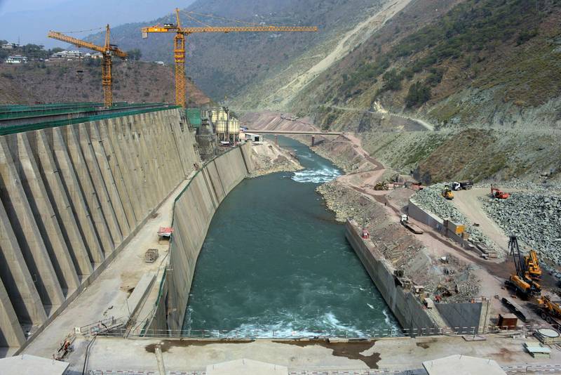This photograph taken on October 31, 2017, shows a general view of the Neelum-Jhelum Hydropower Project in Nosari, in Pakistan-administered Kashmir's Neelum Valley.
Several hundred metres underground, thousands of labourers grind away day and night on a mammoth hydroelectric project in contested Kashmir, where India and Pakistan are racing to tap the subcontinent's diminishing freshwater supplies. / AFP PHOTO / SAJJAD QAYYUM / To go with: Pakistan-India-politics-environment,FEATURE by Caroline Nelly PERROT

