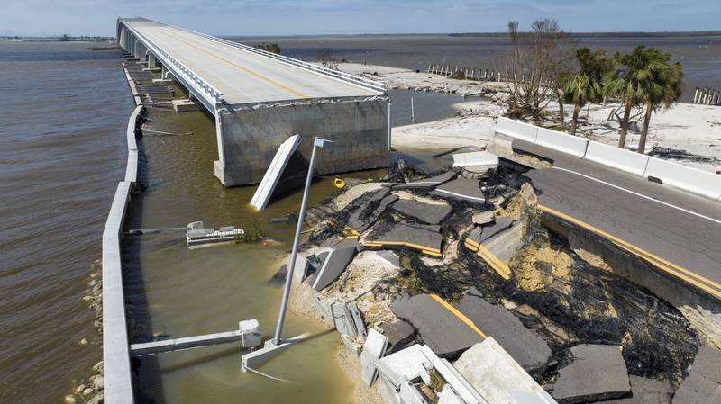 A section of the Sanibel Causeway in Florida collapsed. AP Photo