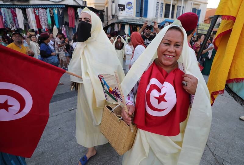 Tunisian women enjoying National Women's Day in Tunis.