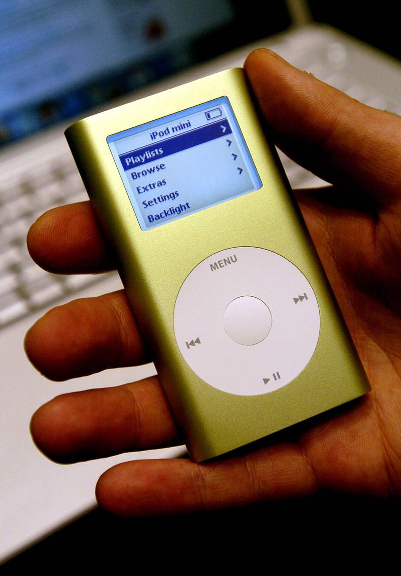 The Apple iPod mini 1st generation was released January 6, 2004. This was the first time the click wheel was used and the pod came in five different colours - blue, pink, silver, green, and gold. It sold for $249. Photo: Getty Images