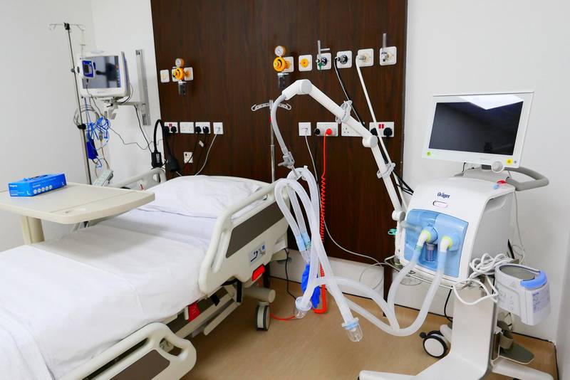 Inside view of the SEHA ICU Center at Dubai Parks and Resorts in Dubai on April 26,2021. (Pawan Singh/The National). Story by Nick Webster