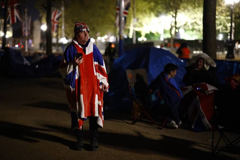 Royalists have slept out on The Mall in London for days for the best view of the ceremony. EPA