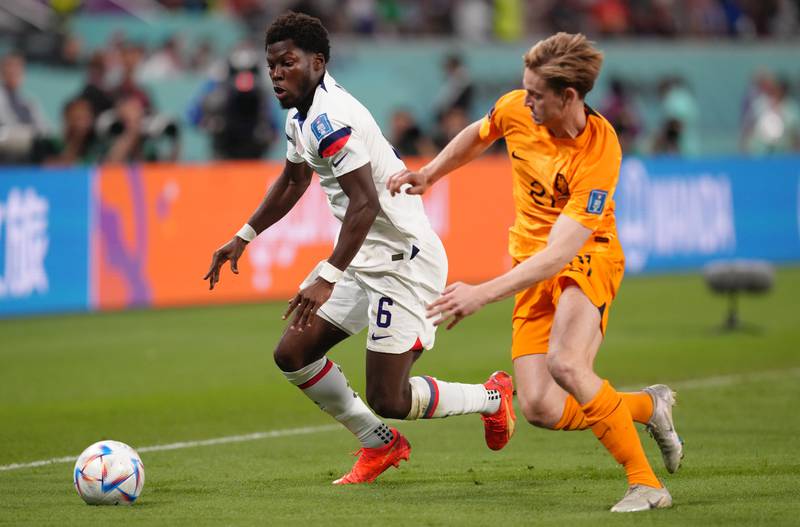 Frenkie De Jong 8 - The Dutch press said Holland have been playing boring football. Louis van Gaal described it as winning football. De Jong isn’t boring but he’s a winner. Doesn’t matter how many players are around him, he always finds his pass. Booked on 87. PA
