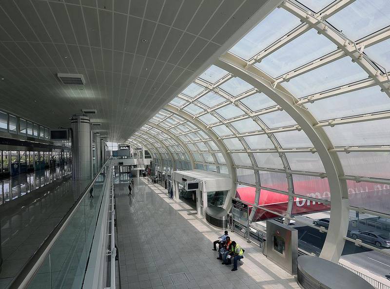 Terminal 3 Metro station in Dubai. 79 metro trains run on a daily basis. Satish Kumar / The National