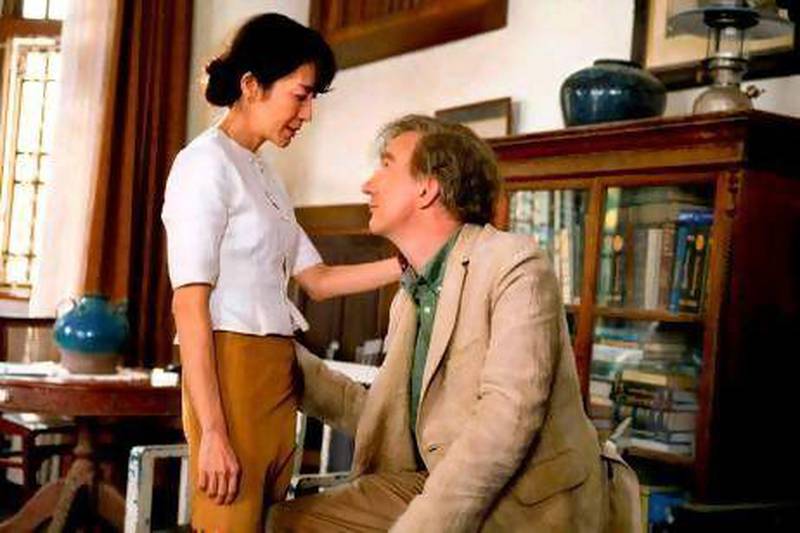 Michelle Yeoh as Aung San Suu Kyi and David Thewlis as her husband Michael in The Lady. AP