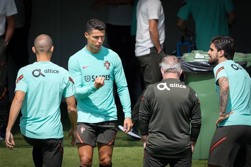 Cristiano Ronaldo during a training session at Illovszky Rudolf Stadium. EPA