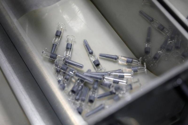 A collection of Sinopharm vaccine doses on the production line. Reuters