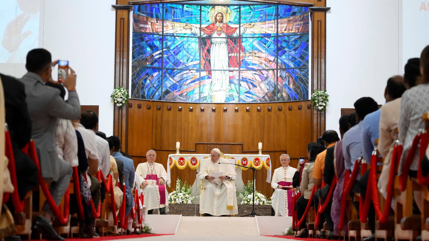 Pope Francis attended a prayer meeting at the Sacred Heart Church on the last day of his Bahrain visit.  Reuters