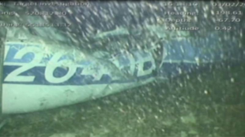 The wreckage of the missing aircraft carrying soccer player Emiliano Sala is seen on the seabed near Guernsey, in this still image taken from video taken February 3, 2019. AAIB/ via REUTERS TV    ATTENTION EDITORS -  THIS IMAGE HAS BEEN SUPPLIED BY A THIRD PARTY. MANDATORY CREDIT. NO RESALES. NO ARCHIVES.     TPX IMAGES OF THE DAY