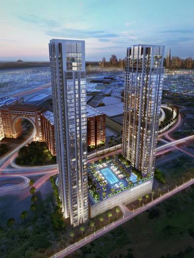 Ibn Battuta Residences, Nakheel’s new twin-tower residential project, will have 531 luxury apartments built next to Ibn Battuta Mall in Dubai. Courtesy Nakheel