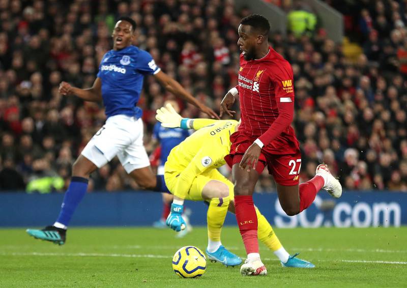 Liverpool's Divock Origi scores the first goal at Anfield. PA