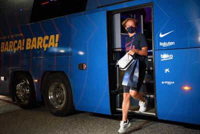 Barcelona's Croatian midfielder Ivan Rakitic arrives at the team's hotel. AFP
