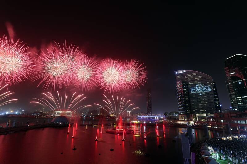 Fireworks go off at Festival City Mall in Dubai during the Eid holiday. Chris Whiteoak / The National