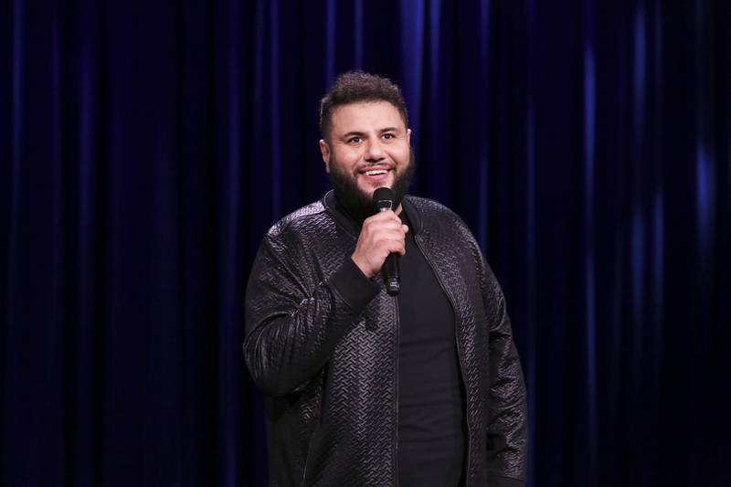 THE TONIGHT SHOW STARRING JIMMY FALLON -- Episode 1019 -- Pictured: Comedian Mo Amer performs on February 20, 2019 -- (Photo by: Andrew Lipovsky/NBCU Photo Bank/NBCUniversal via Getty Images via Getty Images)