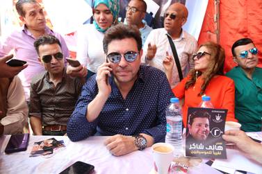 Head of Egypt's Music Syndicate Hany Shaker (C) attends voting process to elect board members of the Egyptian Musicians Syndicate, in Cairo, Egypt, 30 July 2019. EPA
