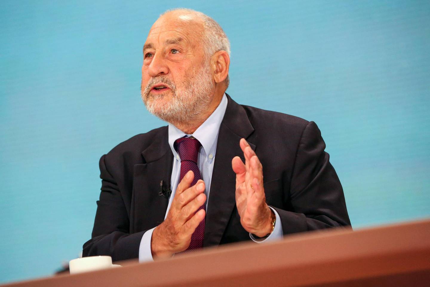 Joseph Stiglitz, economics professor at Columbia University, speaks during a Bloomberg Television interview in New York, U.S., on Thursday, Aug. 18, 2016. Stiglitz discussed his new book The Euro: How a Common Currency Threatens the Future of Europe. Photographer: Christopher Goodney/Bloomberg
