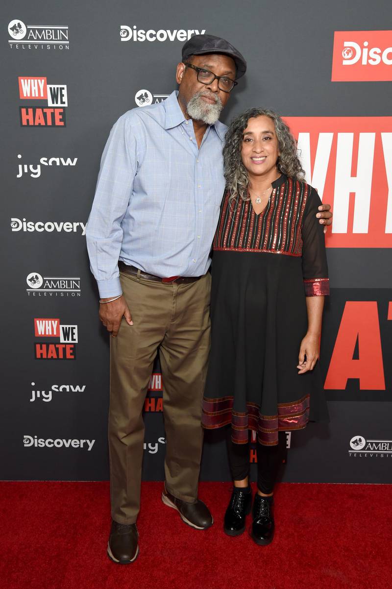 LOS ANGELES, CALIFORNIA - OCTOBER 07: (L-R) Samuel D. Pollard and  Geeta Gandbhir attend Discovery Channel's "Why We Hate" Premiere Screening at Museum Of Tolerance on October 07, 2019 in Los Angeles, California. (Photo by Michael Kovac/Getty Images for Discovery, Inc.)