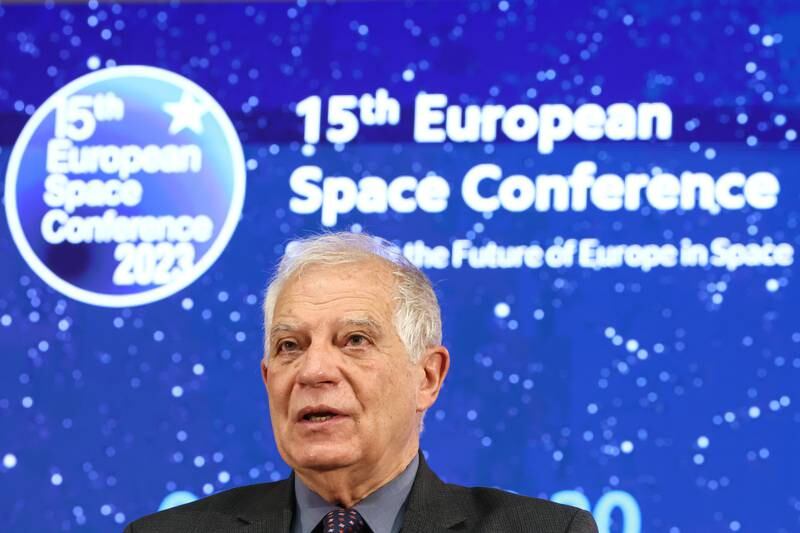 Josep Borrell, the EU's high representative for foreign affairs and security policy, speaking at the 15th European Space Conference in Brussels, Belgium on Tuesday. EPA