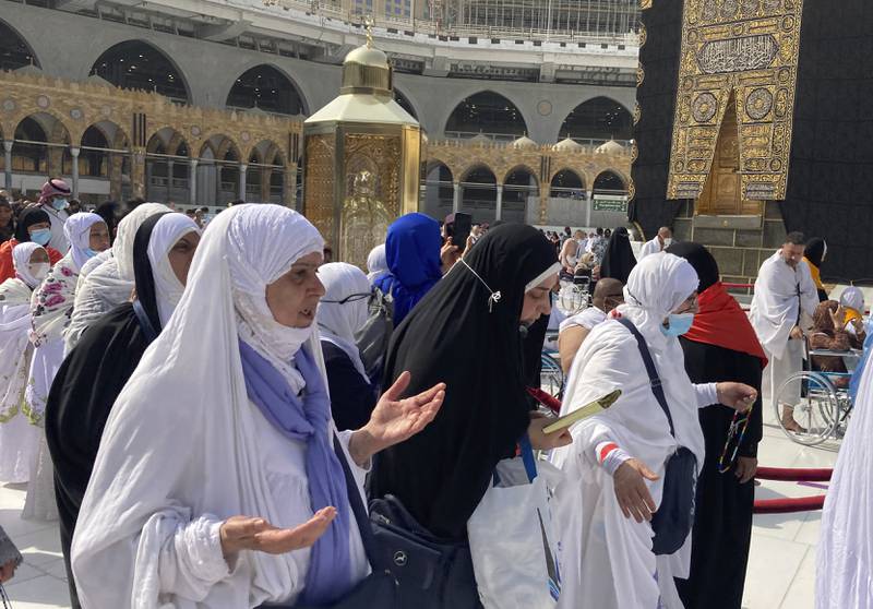 Umrah pilgrims circumambulate the Kaaba at the Grand Mosque in Makkah. AP